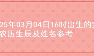 2025年03月04日16时出生的宝宝农历生辰及姓名参考