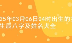 2025年03月06日04时出生的宝宝生辰八字及姓名大全