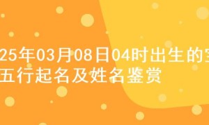 2025年03月08日04时出生的宝宝五行起名及姓名鉴赏
