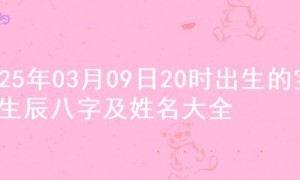 2025年03月09日20时出生的宝宝生辰八字及姓名大全