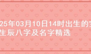 2025年03月10日14时出生的宝宝生辰八字及名字精选
