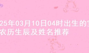 2025年03月10日04时出生的宝宝农历生辰及姓名推荐
