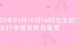2025年03月10日16时出生的宝宝五行命理及姓名鉴赏