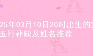 2025年03月10日20时出生的宝宝五行补缺及姓名推荐