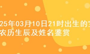 2025年03月10日21时出生的宝宝农历生辰及姓名鉴赏
