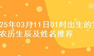 2025年03月11日01时出生的宝宝农历生辰及姓名推荐