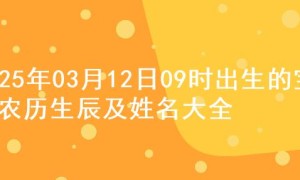 2025年03月12日09时出生的宝宝农历生辰及姓名大全