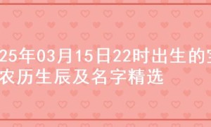 2025年03月15日22时出生的宝宝农历生辰及名字精选
