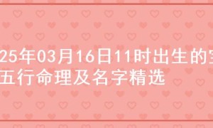 2025年03月16日11时出生的宝宝五行命理及名字精选