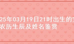 2025年03月19日21时出生的宝宝农历生辰及姓名鉴赏