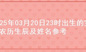 2025年03月20日23时出生的宝宝农历生辰及姓名参考