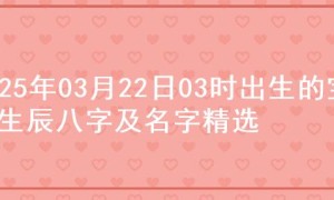 2025年03月22日03时出生的宝宝生辰八字及名字精选