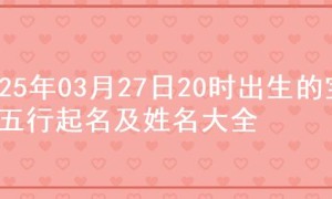 2025年03月27日20时出生的宝宝五行起名及姓名大全