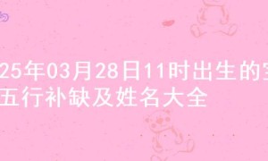 2025年03月28日11时出生的宝宝五行补缺及姓名大全