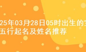 2025年03月28日05时出生的宝宝五行起名及姓名推荐