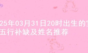 2025年03月31日20时出生的宝宝五行补缺及姓名推荐