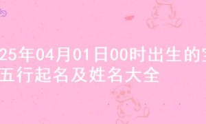 2025年04月01日00时出生的宝宝五行起名及姓名大全