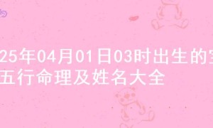 2025年04月01日03时出生的宝宝五行命理及姓名大全