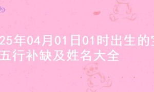 2025年04月01日01时出生的宝宝五行补缺及姓名大全