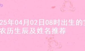 2025年04月02日08时出生的宝宝农历生辰及姓名推荐