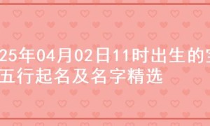 2025年04月02日11时出生的宝宝五行起名及名字精选