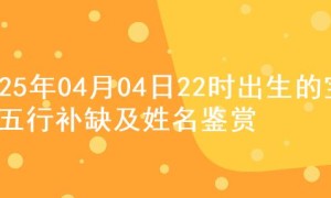 2025年04月04日22时出生的宝宝五行补缺及姓名鉴赏