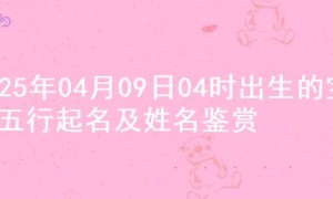 2025年04月09日04时出生的宝宝五行起名及姓名鉴赏