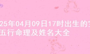 2025年04月09日17时出生的宝宝五行命理及姓名大全