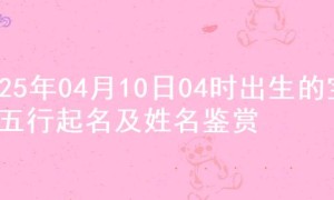 2025年04月10日04时出生的宝宝五行起名及姓名鉴赏