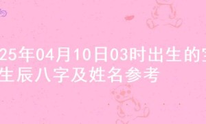 2025年04月10日03时出生的宝宝生辰八字及姓名参考