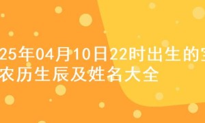 2025年04月10日22时出生的宝宝农历生辰及姓名大全