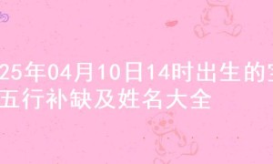 2025年04月10日14时出生的宝宝五行补缺及姓名大全