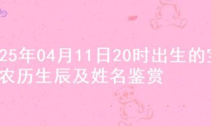 2025年04月11日20时出生的宝宝农历生辰及姓名鉴赏