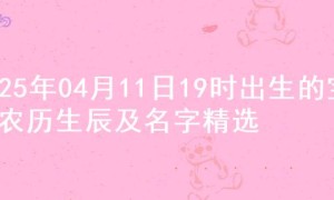 2025年04月11日19时出生的宝宝农历生辰及名字精选