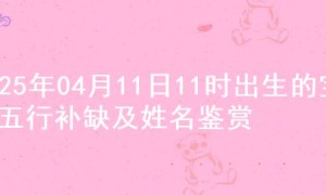 2025年04月11日11时出生的宝宝五行补缺及姓名鉴赏