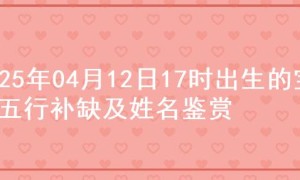2025年04月12日17时出生的宝宝五行补缺及姓名鉴赏