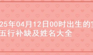 2025年04月12日00时出生的宝宝五行补缺及姓名大全