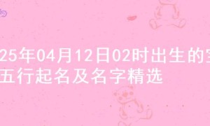 2025年04月12日02时出生的宝宝五行起名及名字精选