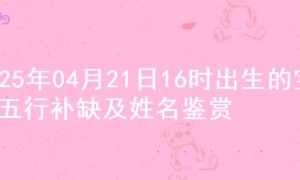 2025年04月21日16时出生的宝宝五行补缺及姓名鉴赏