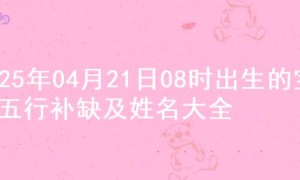 2025年04月21日08时出生的宝宝五行补缺及姓名大全