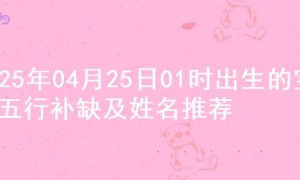 2025年04月25日01时出生的宝宝五行补缺及姓名推荐