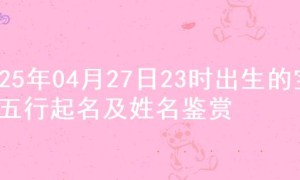 2025年04月27日23时出生的宝宝五行起名及姓名鉴赏