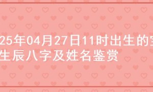 2025年04月27日11时出生的宝宝生辰八字及姓名鉴赏