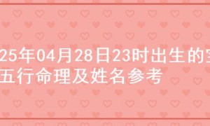 2025年04月28日23时出生的宝宝五行命理及姓名参考