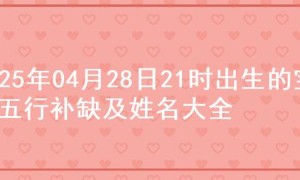 2025年04月28日21时出生的宝宝五行补缺及姓名大全