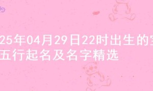 2025年04月29日22时出生的宝宝五行起名及名字精选