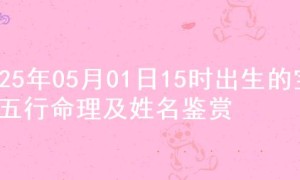 2025年05月01日15时出生的宝宝五行命理及姓名鉴赏