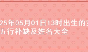 2025年05月01日13时出生的宝宝五行补缺及姓名大全