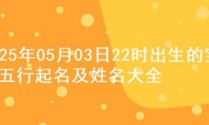 2025年05月03日22时出生的宝宝五行起名及姓名大全