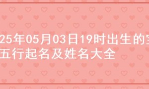 2025年05月03日19时出生的宝宝五行起名及姓名大全